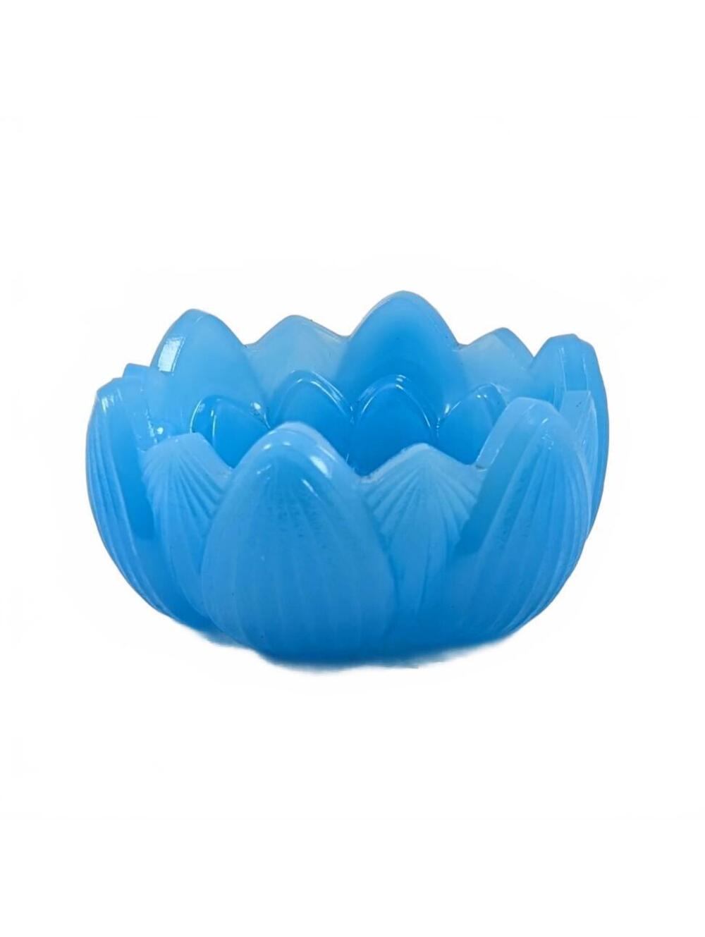Vtg Fenton Blue Slag Lotus Bowl